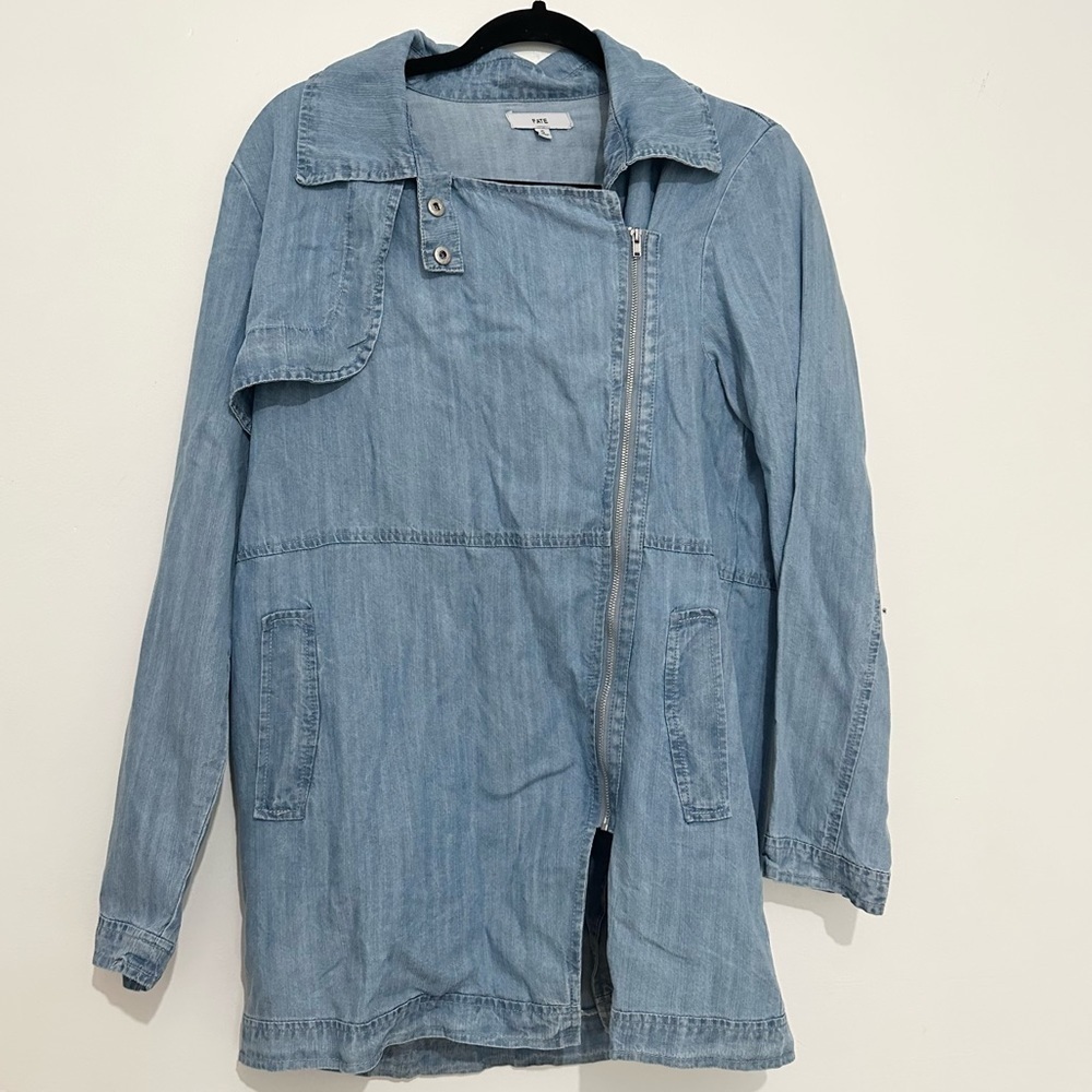 FATE full zip chambray light jacket sweater tencel lightweight size small